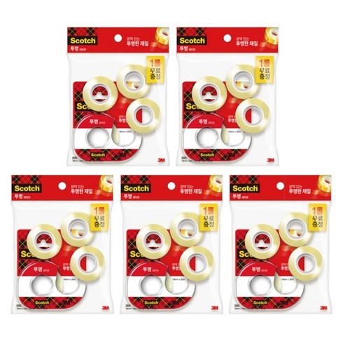 쓰리엠 스카치 테이프 디스펜서 581D 18mm x 15mm 1개 + 550리필 18mm x 30mm 3개, 투명, 5세트