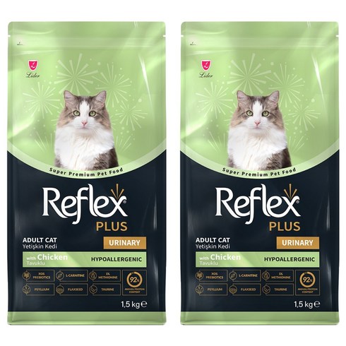 Reflex 어덜트 고양이 플러스 유리너리 건식사료, 닭, 1.5kg, 2개