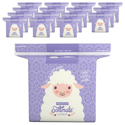 소프트메이트 프리미엄 건티슈, 60g, 160매, 16개