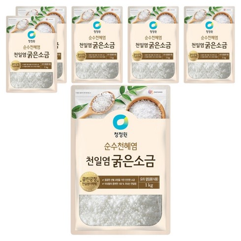 청정원 천일염 굵은소금, 1kg, 6개