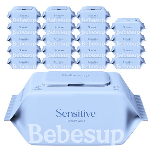 베베숲 센시티브 엠보싱 유아물티슈 캡형, 65g, 80개입, 20개