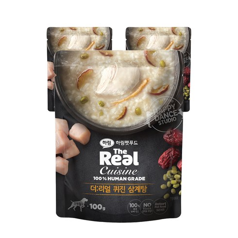 하림펫푸드 더리얼 퀴진 강아지 습식파우치, 닭, 100g, 3개