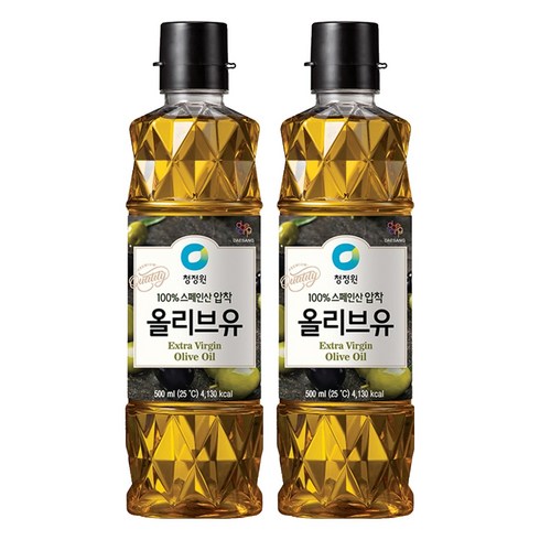 청정원 엑스트라버진 올리브유, 500ml, 2개