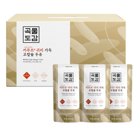 곡물도감 카무트 브랜드밀 함유 귀리 가득 고칼슘 두유, 180ml, 15개