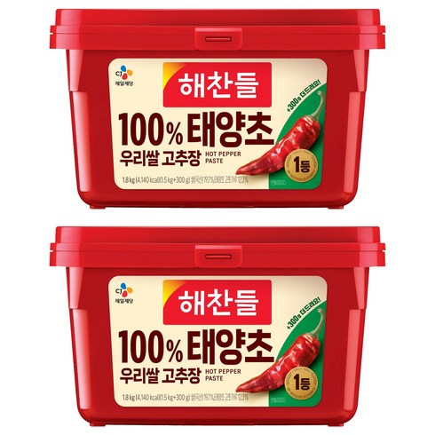 해찬들 100% 태양초 우리쌀 고추장, 1.8kg, 2개