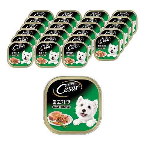 시저 1세이상 강아지 주식캔 불고기맛, 100g, 24개, 닭+소
