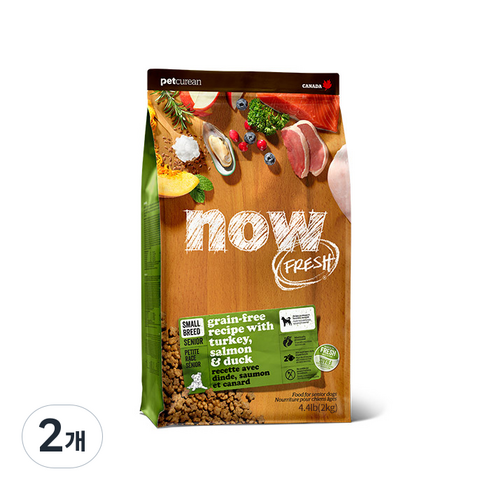 now 그레인프리 스몰브리드 시니어사료, 칠면조, 2kg, 2개