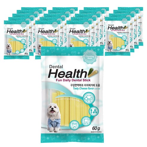 덴탈헬스 강아지 펀 데일리 덴탈껌, 치즈맛, 60g, 20개