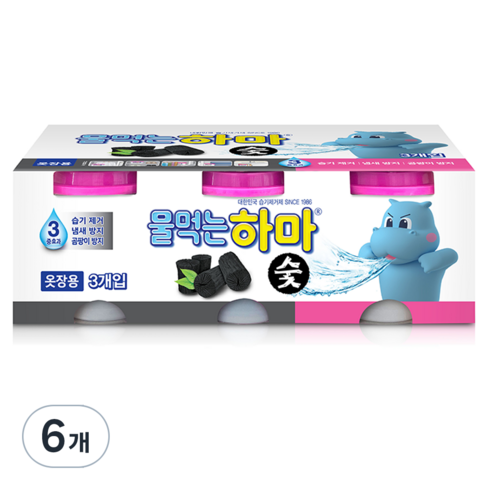 물먹는하마 숯 습기제거제 본품, 280g, 6개