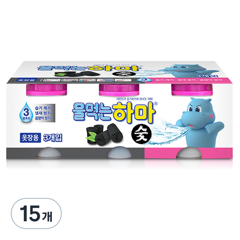 물먹는하마 숯 습기제거제 본품, 280g, 15개