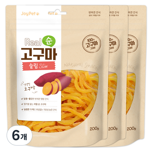 조이펫 강아지 리얼 순 간식 슬림, 고구마, 200g, 6개