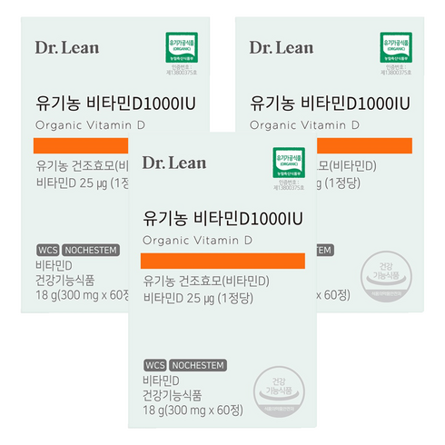 닥터린 유기농 비타민D 1000IU, 60정, 3개