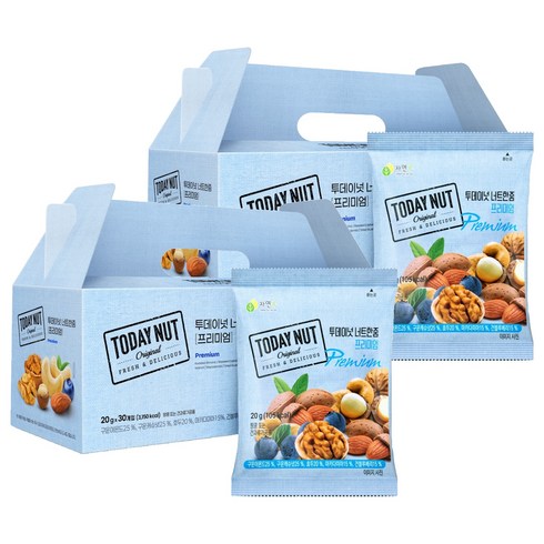 투데이넛 너트한줌 프리미엄 견과 선물세트 30개입, 2박스