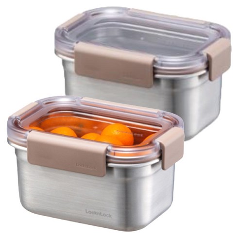 락앤락 스텐 모듈러 직사각 밀폐용기 LST602, 2개, 520ml