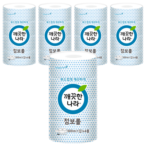 깨끗한나라 1겹 점보롤 화장지, 500m, 5개, 4롤