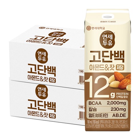 연세두유 고단백 아몬드 & 잣 두유, 190ml, 48개