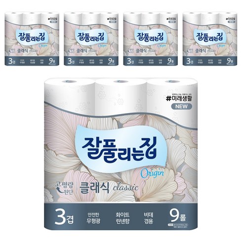 잘풀리는집 뉴 클래식 화장지, 27m, 9개입, 5개