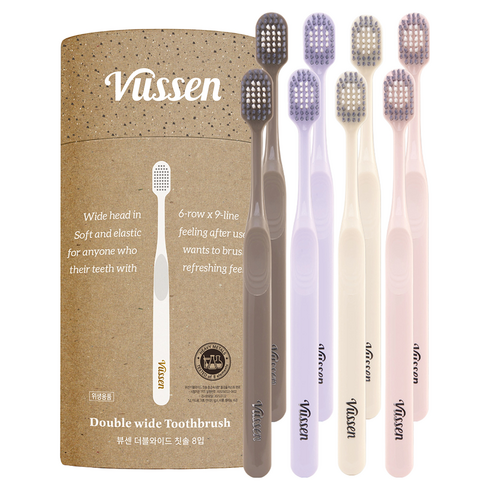 뷰센 더블와이드 칫솔 파스텔 에디션, 8개입, 1개