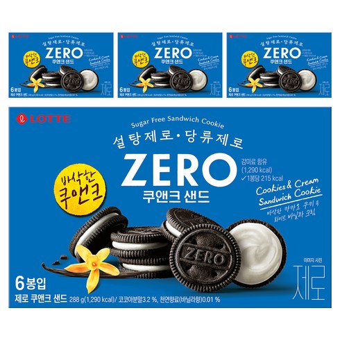 롯데제로 쿠앤크 샌드, 288g, 4개