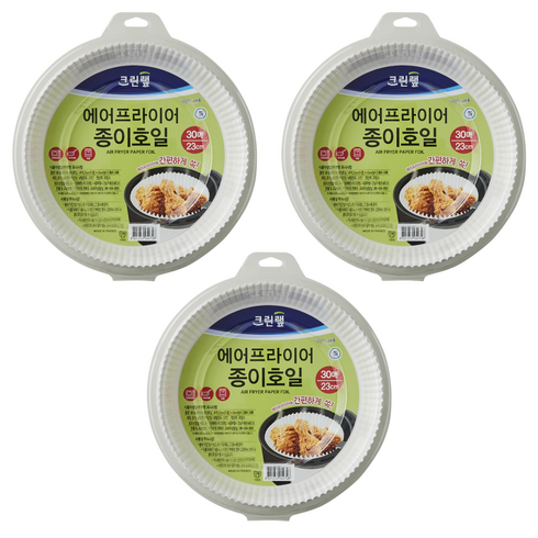 크린랩 에어프라이어 종이호일, 23cm, 30개입, 3개