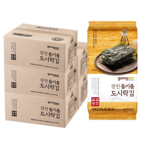 곰곰 광천 들기름 도시락김, 4g, 160개