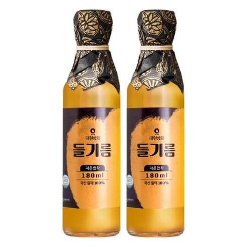 대현상회 저온압착 국산 들기름, 180ml, 2개