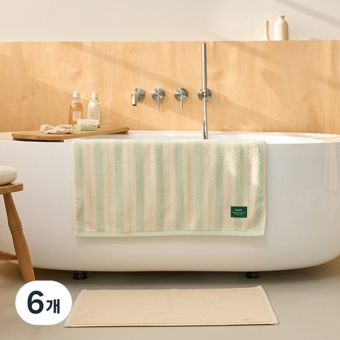 모던하우스 STF 더블 스트라이프 바스타월 460g 70 x 140 cm, 멜론, 6개