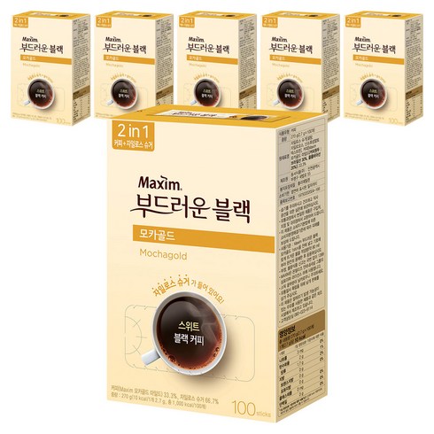 맥심 모카골드 부드러운 블랙 커피믹스, 2.7g, 100개입, 6개