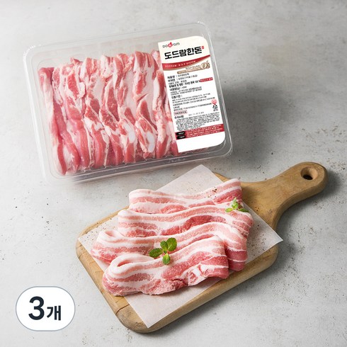 도드람 한돈 1등급 삼겹살 구이용 (냉장), 1kg, 3개