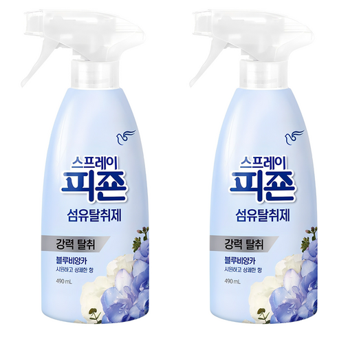 피죤 스프레이 섬유탈취제 블루비앙카 본품, 490ml, 2개