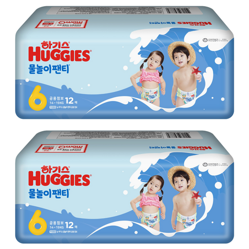 하기스 NEW 물놀이팬티 팬티형 수영장 기저귀 유아용, 24매, 6단계