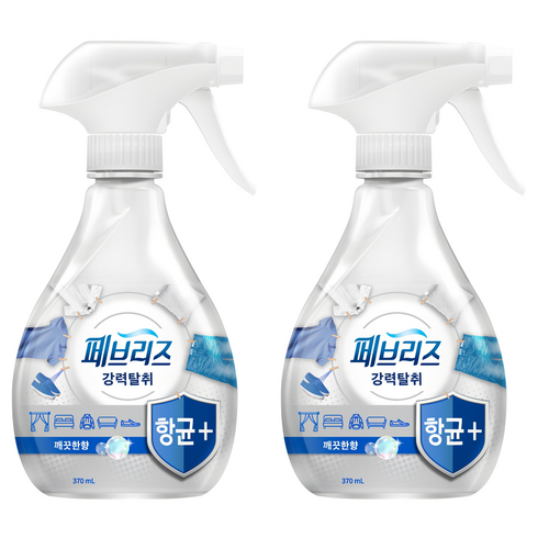 페브리즈 항균플러스 섬유탈취제 깨끗한향 본품, 370ml, 2개