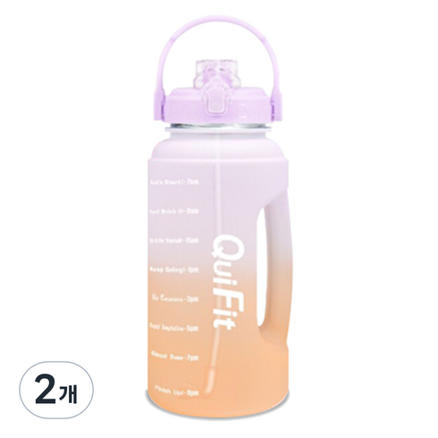 큐핏 Q03 대용량 헬스물통 쉐이커보틀 비스프리 물병, 2.2L, 라이트오렌지, 2개