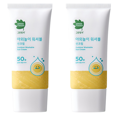 그린핑거 야외놀이 워셔블 선크림 SPF50+ PA++++, 80ml, 2개
