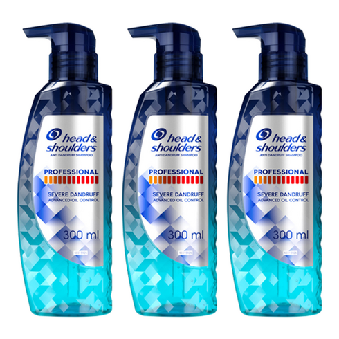 헤드앤숄더 프로페셔널 안티 댄드러프 어드밴스드 오일 컨트롤 샴푸, 300ml, 3개