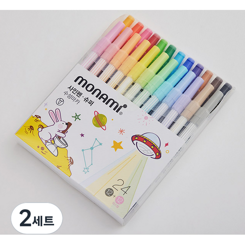 모나미 사인펜 슈퍼 파스텔 24색 세트, 혼합색상, 2세트