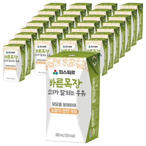 파스퇴르 바른목장 소화가 잘되는 우유, 200ml, 40개