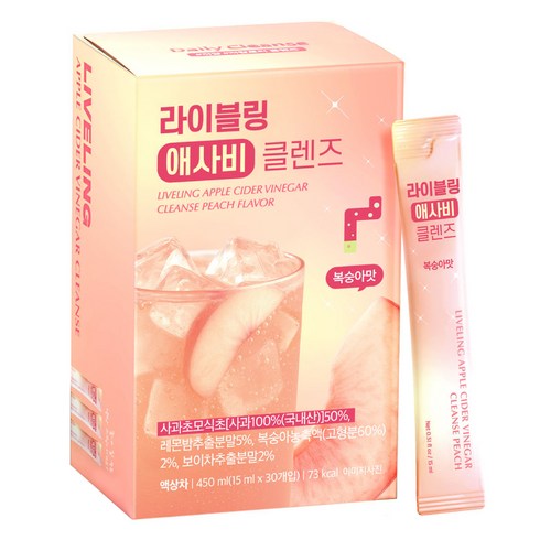 라이블링 애사비 클렌즈 복숭아맛 30개입, 450ml, 1박스