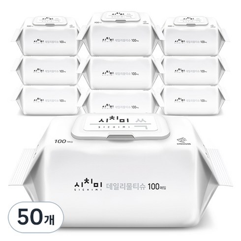 시치미 쓱 데일리 물티슈 캡형, 50g, 100개입, 50개