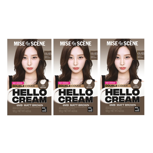 미쟝센 헬로크림 더블커버 새치 염색제, 매트브라운, 3개