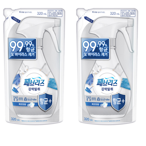 페브리즈 섬유 탈취제 깨끗한 향 리필, 320ml, 2개