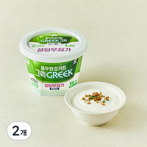 풀무원다논 그릭 설탕무첨가 플레인 요거트, 400g, 2개