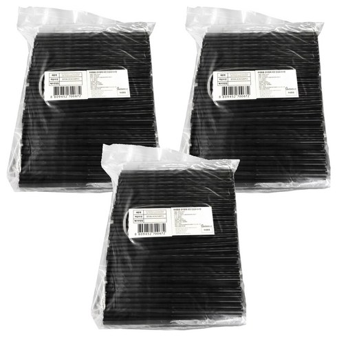 보니팩 일자 검정 벌크포장 빨대 7 x 210 mm, 500개입, 3개