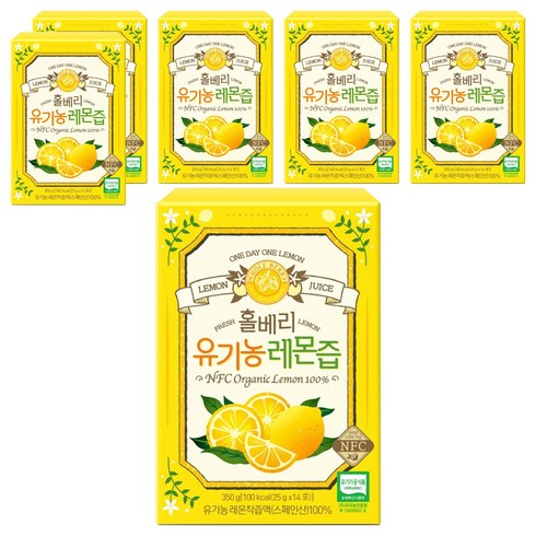 홀베리 정품 유기농 레몬즙, 350g, 6개