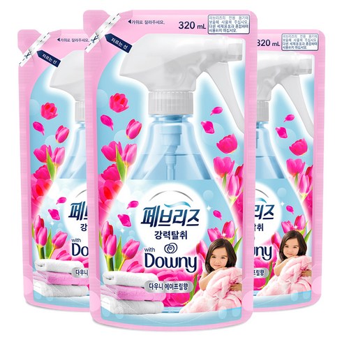 페브리즈 섬유탈취제 다우니 에이프릴향 리필, 320ml, 3개