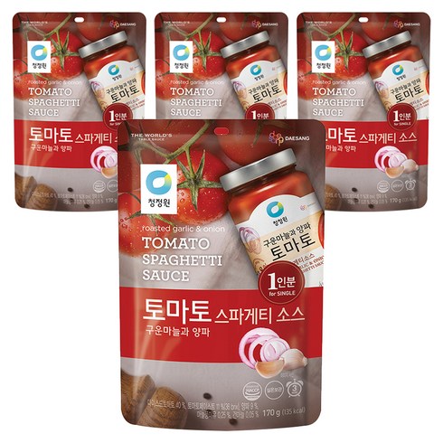 청정원 토마토 스파게티소스 싱글파우치, 170g, 4개