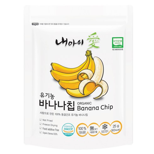 내아이애 동결건조 과일 유기농 바나나칩, 25g, 1개