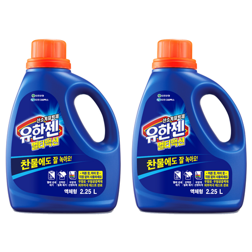 유한젠 멀티액션 액체형 산소계 표백제, 2.25L, 1개입, 2개