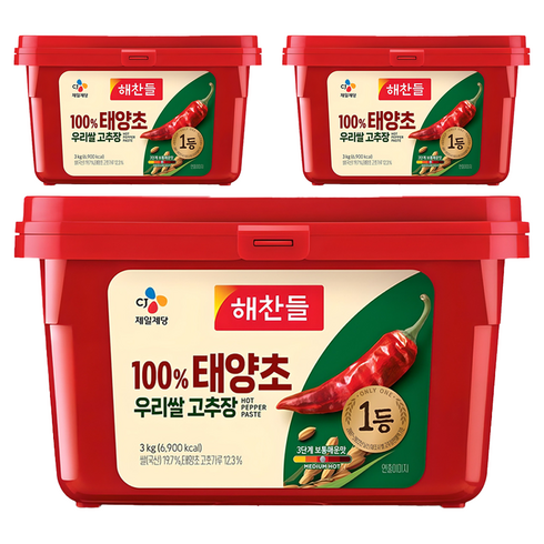 해찬들 100% 태양초 우리쌀 고추장, 3kg, 3개