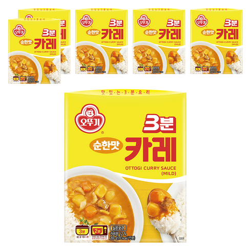 오뚜기3분 카레 순한맛, 200g, 6개